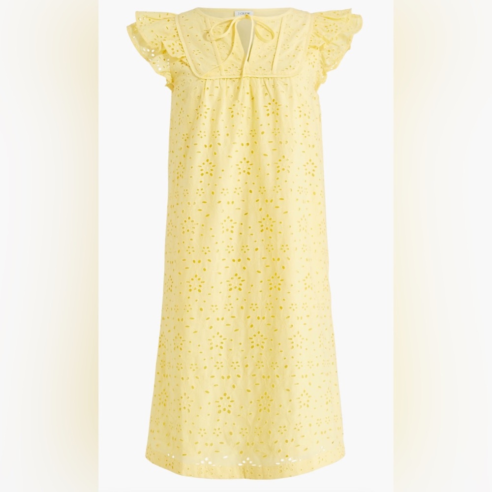 J.Crew Yellow Eyelet Flutter-Sleeve Mini Dress NWT SIZE 0